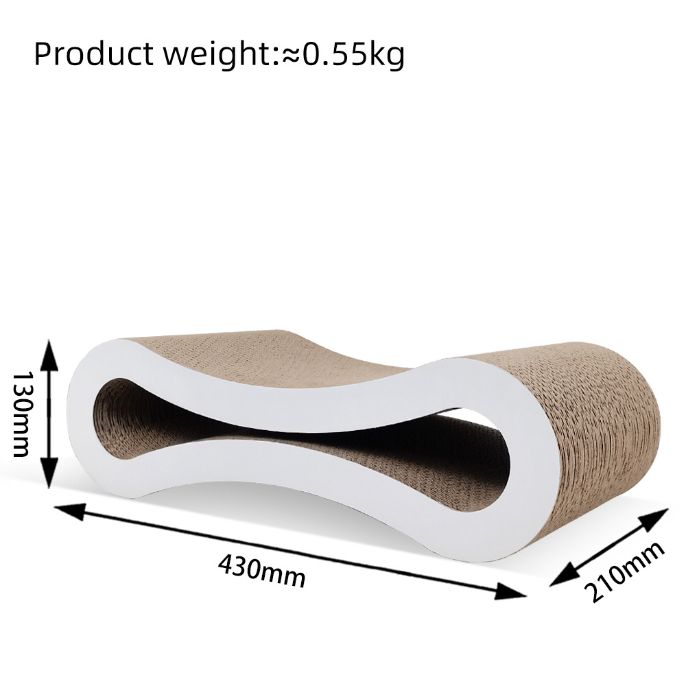 430-White Large Figure-8 Toy Hot-Selling High-Density Corrugated Paper Cat Scratching Board_voghion.com