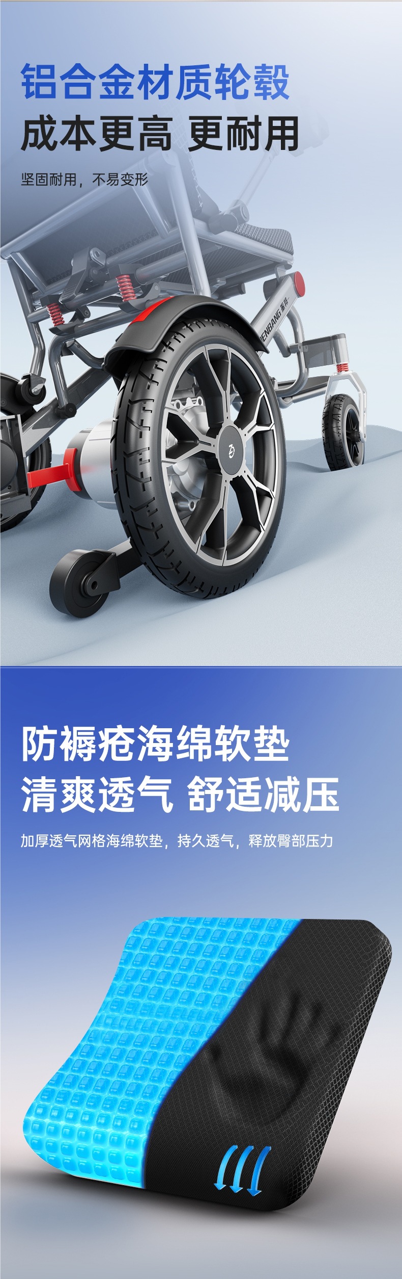 Zhenbang Portable Electric Wheelchair Lightweight Folding Small Intelligent Fully Automatic Mobility Scooter for the Elderly Little King Kong