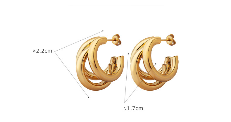 30g Weight 0.03µm-0.05µm Gold Plating Thickness PVD Coated Gold Plating Process Real Gold Plated Plating Material Earrings Classification Daily Occasion Titanium Steel Material C Shape Pattern Women'S Gender Retro Style Waterproof Non Tarnish, Plating Craft PVD Coated Real Gold Plated C Shape Titanium Steel Retro Waterproof Non Tarnish Earrings