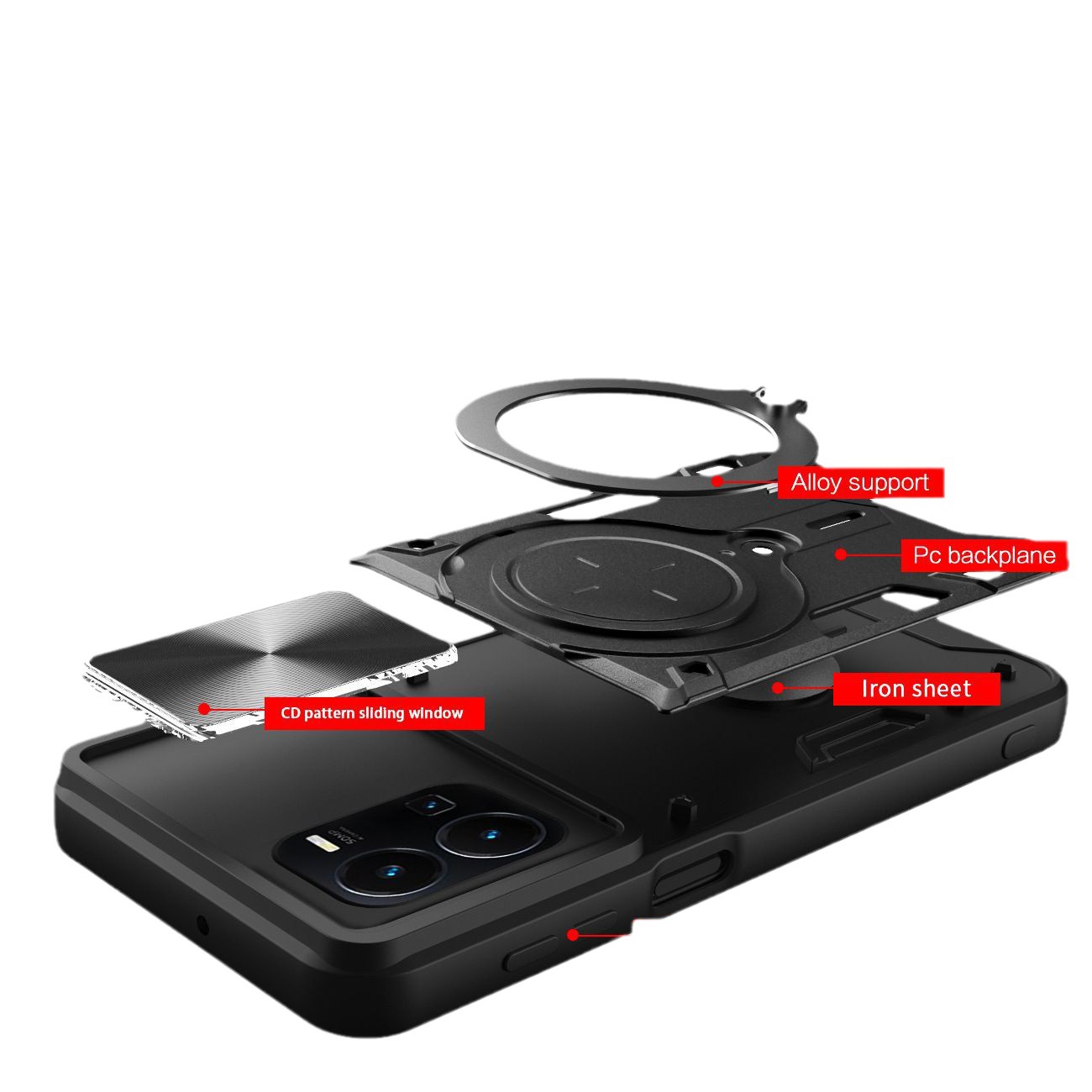 Jiashang ventana corredera para VIVO X100 PRO T1 Pro caja del teléfono móvil V29E V25 V27 soporte de succión magnética