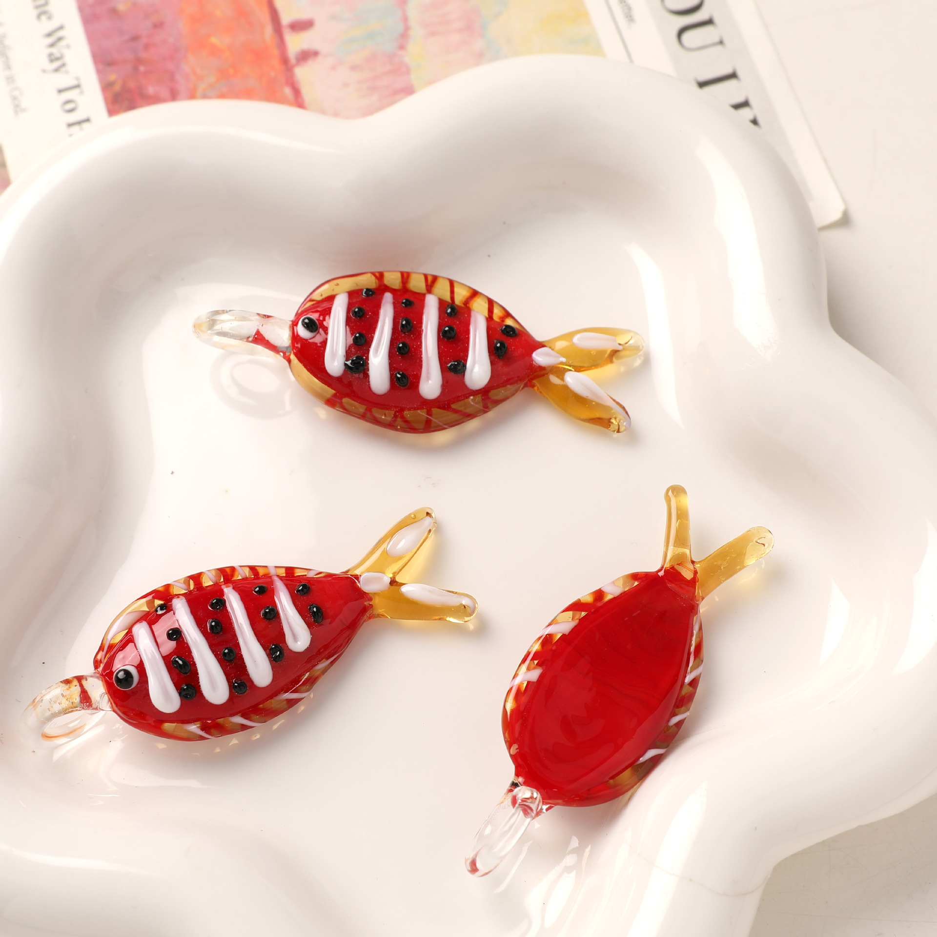 glass Material 1 Piece Glass Fish Pendant DIY Jewelry Accessories