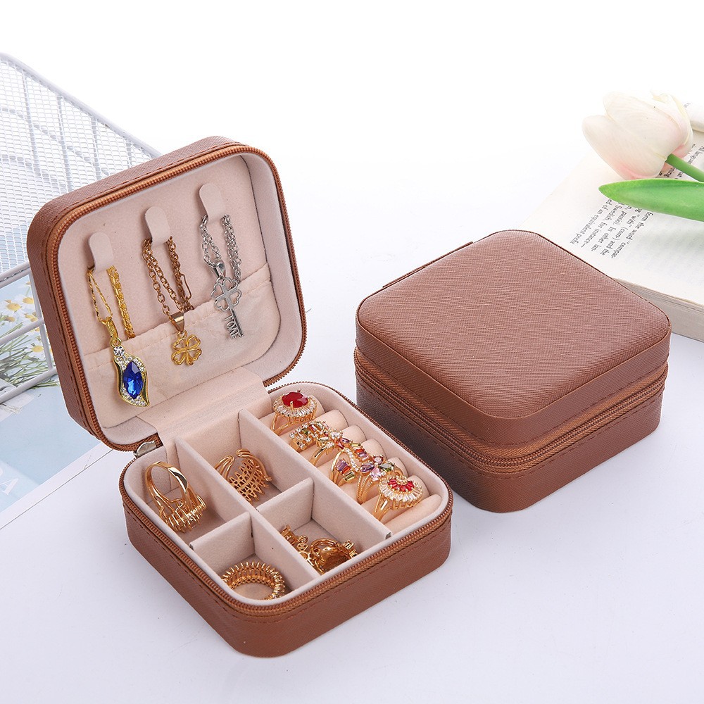 Joyería portátil transfronteriza caja de almacenamiento exquisita caja de joyería alta costura collar anillo caja de joyería de viaje