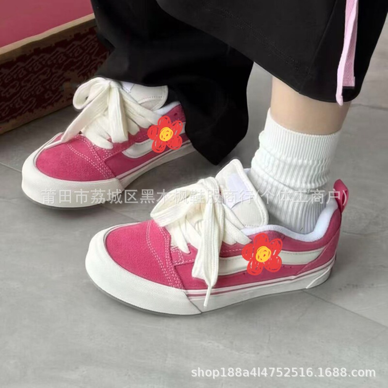 Black Wood Maple Shoes and Clothing Vans Bread Shoes Black and White Thick Sole Heightening Casual Versatile Men's and Women's Sneakers