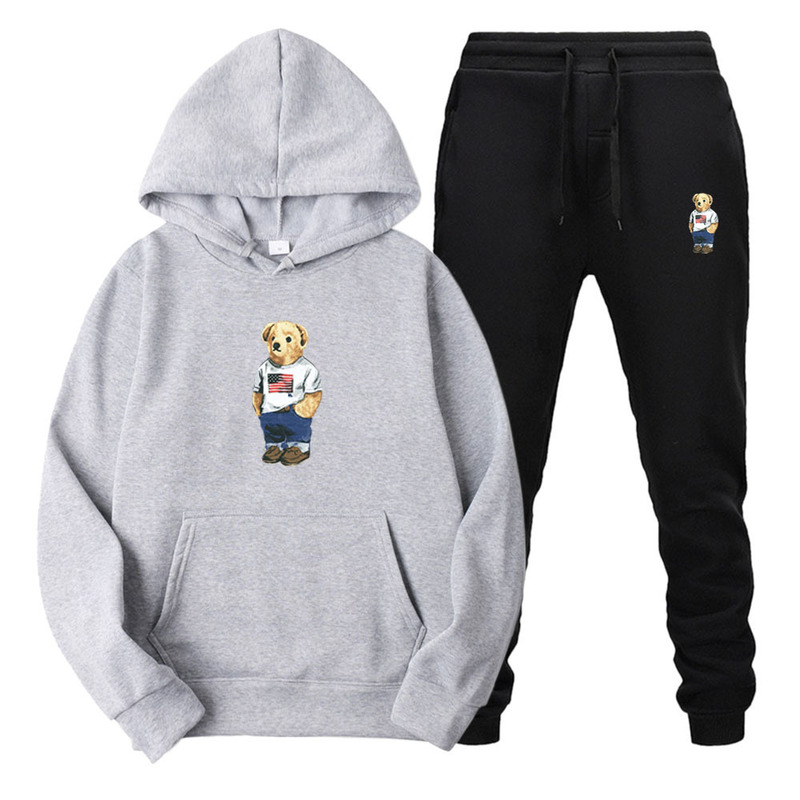 Polo Bear 25Th Anniversary Spring Hooded Winter Sweatshirt Ralph Lauren Bear Hoodie Men's Pullover Fleece Jacket