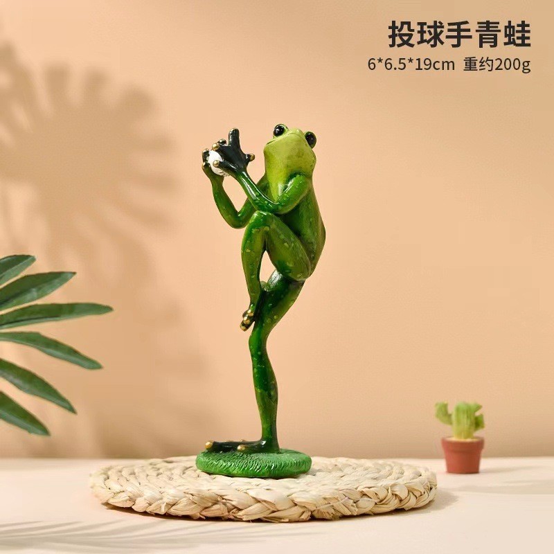 Zibo vidrio de yoga red resina de rana roja artesanía decoración para el hogar regales divertidos puntos escénicos al por mayor