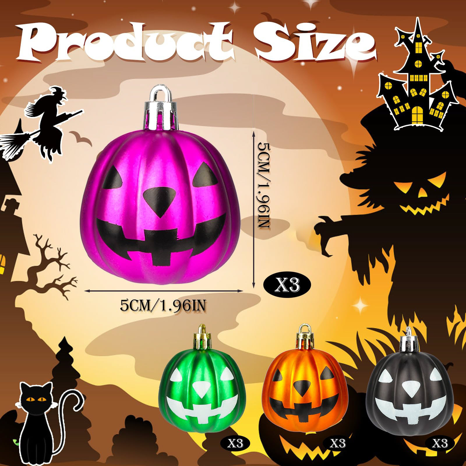 Festival de fantasmas transfronterizos 5CM bola de calabaza colorida Halloween cara de plástico calabaza decoración colgante