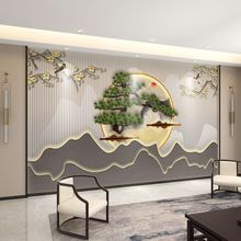 新中式中国风景山水客厅电视背景墙茶室餐厅8d立体装饰壁画