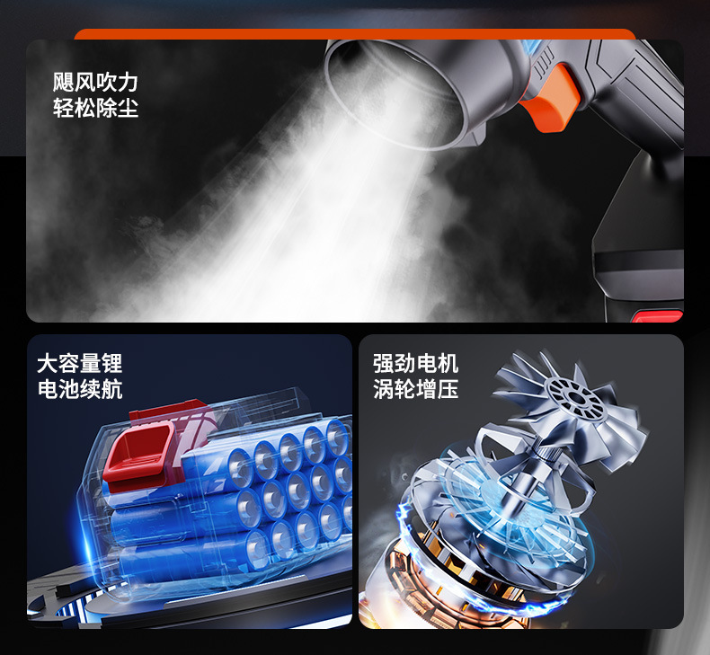 High-Power Lithium Battery Blower Fan Industrial Small Dust Removal Gun