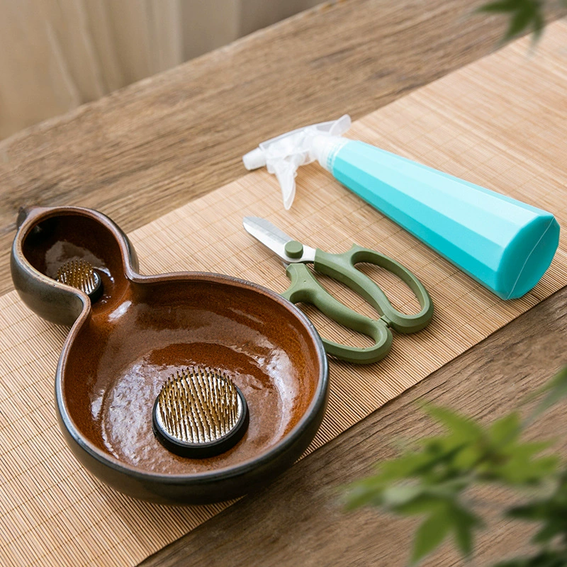 Цветочная композиция в форме тыквы Керамическая Цветочная композиция в китайском стиле Дзен Посуда Цветочный узор в японском стиле Ретро старинный цветочный горшок Мойка чая