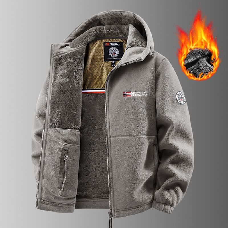 跨境批发冬季大码中老年男士夹克青少年抓绒衣运动情侣款挪威保暖