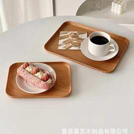 简约木制长方形餐盘实木早餐咖啡面包托盘家用桌面甜品点心盘