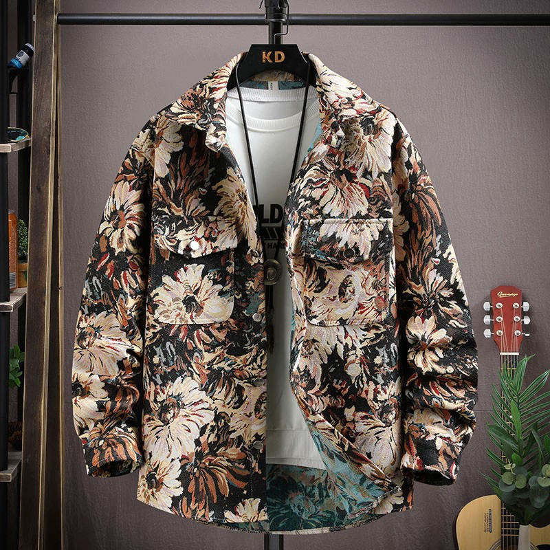 Spring retro ethnic shirt, jacket, ethnic style, increased thickness, oversize