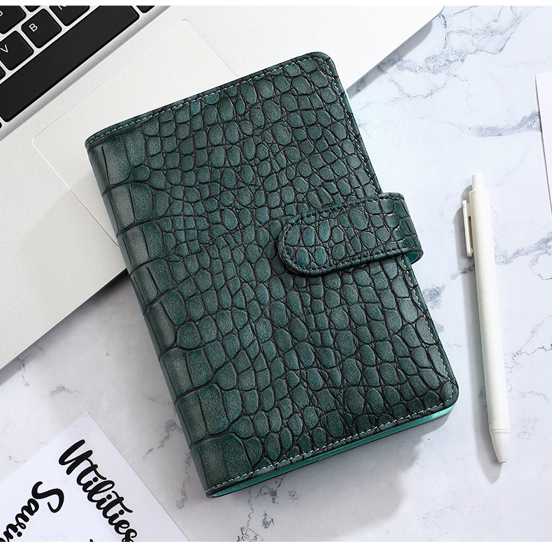 A6 neue Krokodil farbe 6 Ringbuch Pu Clip-On Notebook Leder Lose blatt Notebook Cover Notebooks Journal Briefpapier – Detail 15