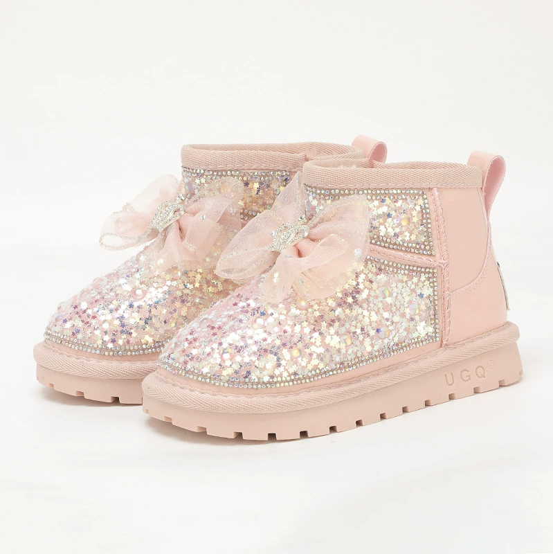 Зимние сапоги для девочек, детские хлопчатобумажные сапоги с мягкой подошвой, зима 2022, новая утолщенная зимняя обувь для средних и больших детей на флисовой подкладке, сапоги, детские сапоги