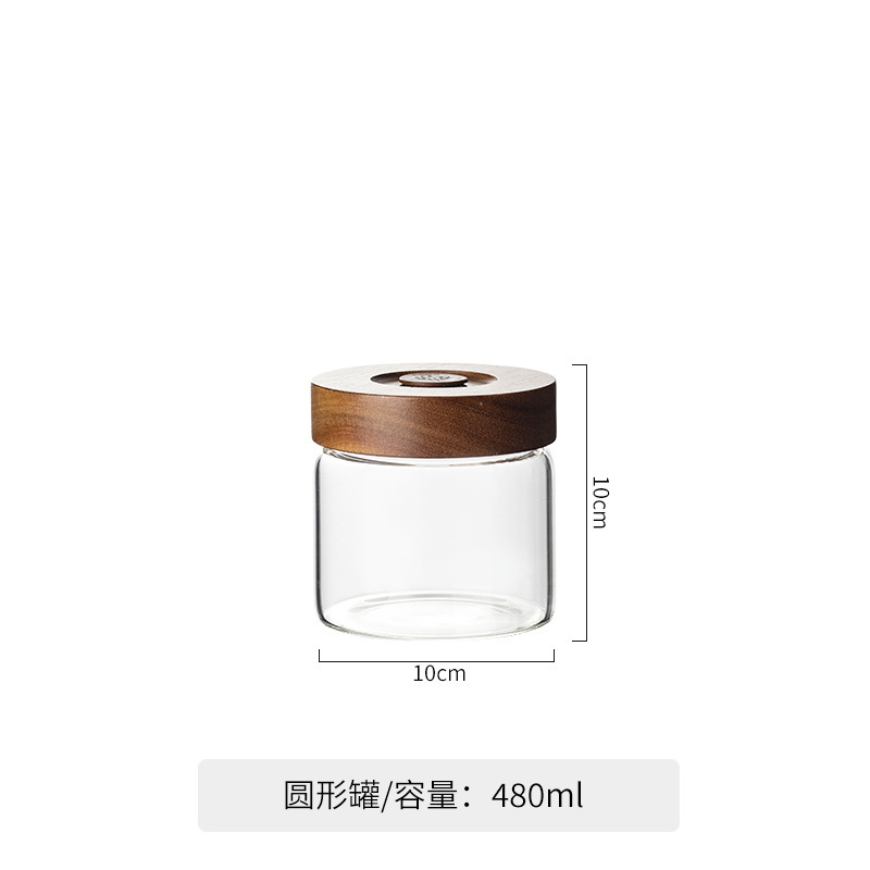 自动排气方形螺纹相思木盖泡酒瓶高硼硅玻璃罐储物罐密封玻璃罐|undefined