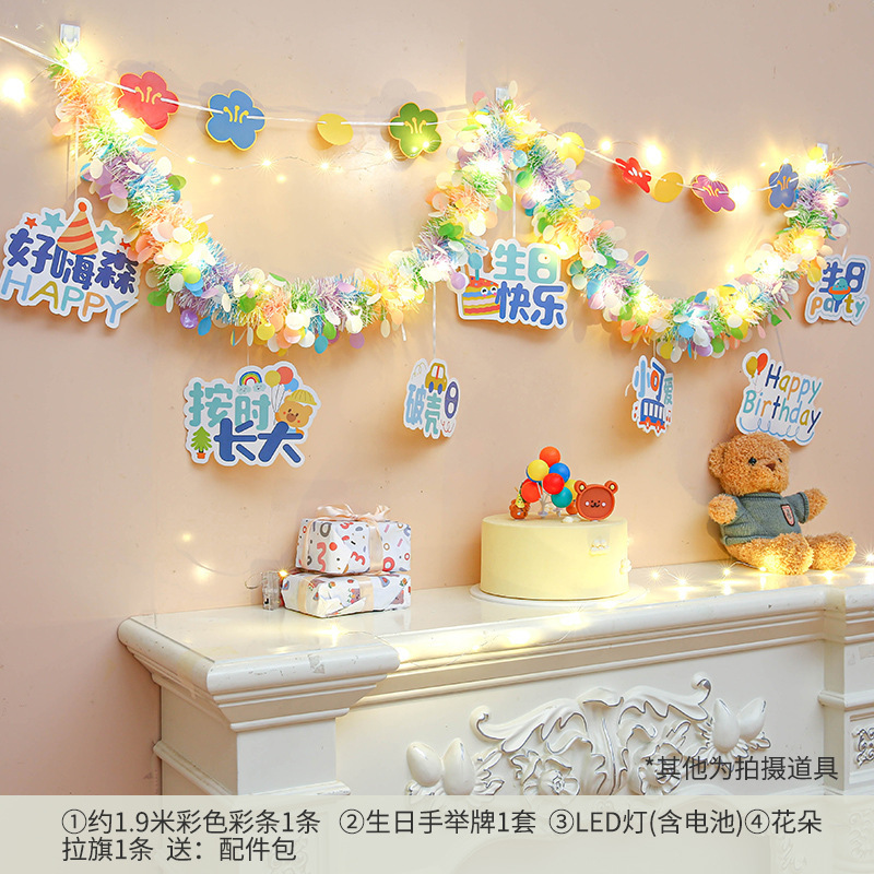 ハッピーバースデーの儀式装飾、小さな女の子の装飾壁シーン、子供のパーティー、男の子の誕生日雰囲気の小道具|undefined