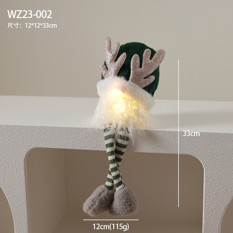 Regalos de Navidad con luces Decoraciones de Navidad Adornos de mesa Muñeca de Navidad verde sin rostro Muñeca Goblin