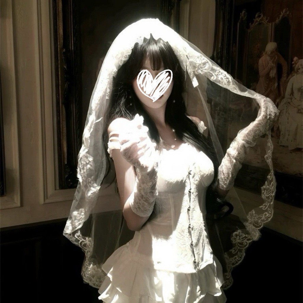 Ghost Bride Cosplay Veil White Lace Mesh 3m Adult Halloween Costume Headpiece — detail image 6