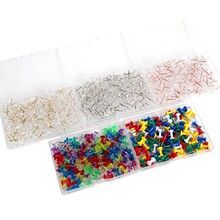 亚马逊热销 塑料彩色工字钉办公软木板照片墙diy固定透明图钉按钉