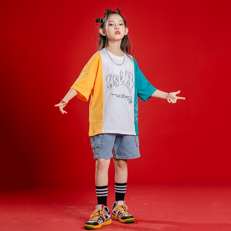 Flower boy costume hip-hop style, set, summer children's T-shirt 4