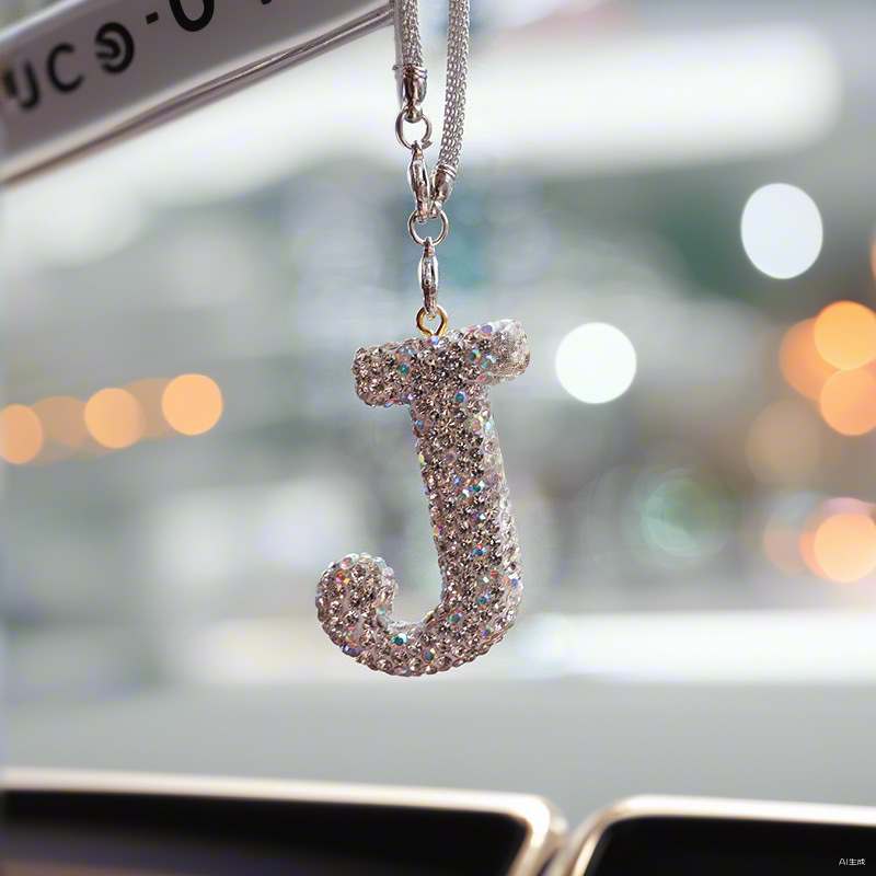 Letter bow clay car interior accessories pendant ladies rhinestone car rearview mirror pendant pendant