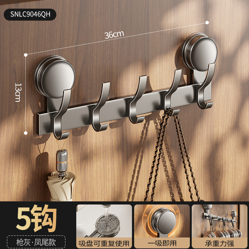 Gancho trasero de puerta de ventosa no perforado viscose fuerte puerta de soporte de carga trasera percha de ropa almacenamiento pared colgante rack gancho de fila