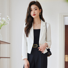 白色短款小西装外套女2023年春装职业装西服修身小西服修身显瘦