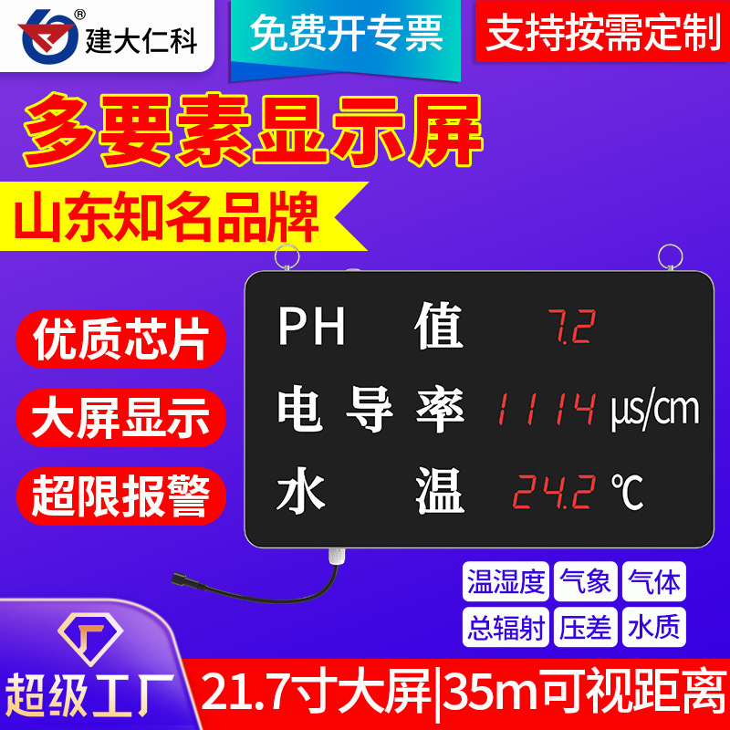 工业多要素显示屏车间仓库农业LED大屏监测温湿气象气体水质看板