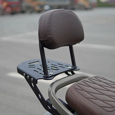 Motorcycle bumper, modification cushion backrest tail box - frosted-black-carbon-steel-plate-tail-rack-brown-universal-backrest