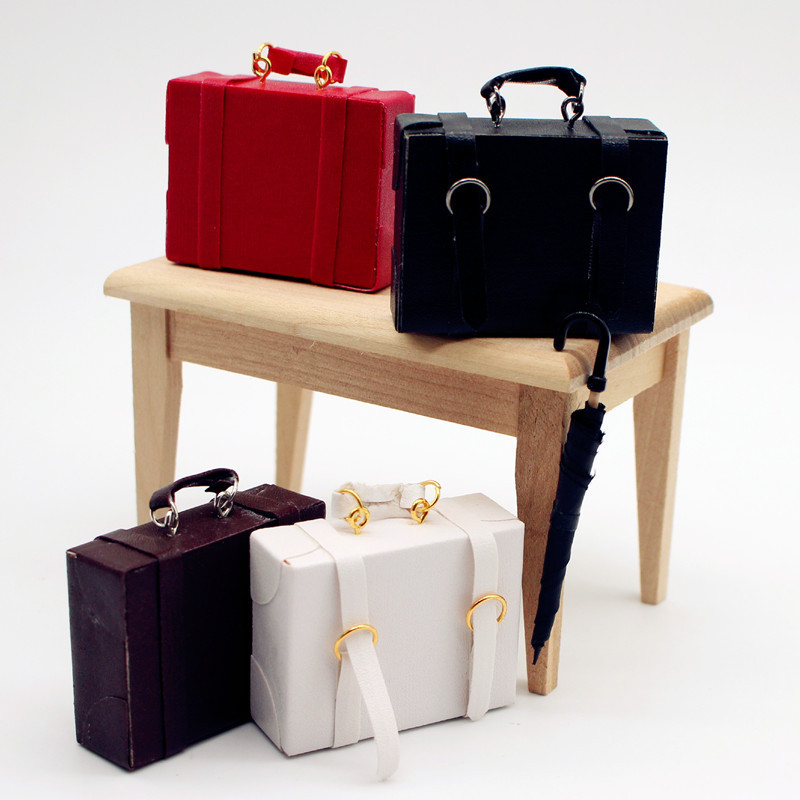Dollhouse Doll House Simulation Leather Case Briefcase Mini Model DIY Handbag Miniature Scene Ornaments