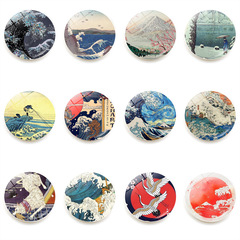 日本海浪浮世繪藝術冰箱貼時光寶石磁性水晶玻璃白板貼紙飾品25mm