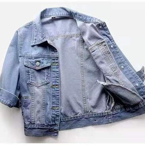 7/8 Sleeve Denim Jacket Women's Short Style High Quality Spring and Autumn Slimming Loose Cardigan Multi-purpose Student Top