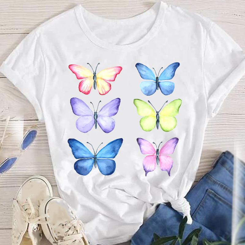 114g Weight Short Sleeve Sleeve Length Pullovers Placket Type Regular Sleeve Sleeve Type Polyester Fabric Type Regular Top Length T-shirt Tops Type Daily Occasion Round Neck Neckline Breathable Function Regular Fit Fit Type Flower Pattern Summer, Spring, Autumn Season Women'S Gender Printing Design Fashion Style Wholesale Women'S Fashion Flower Short Sleeve Printing T-Shirts 无
