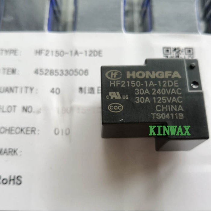 继电器HF2150-1A-12DE 4脚一组常开30A240VAC T90