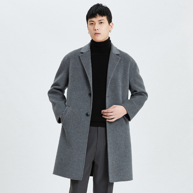 Demi-season double-sided woolen long suit for boys
