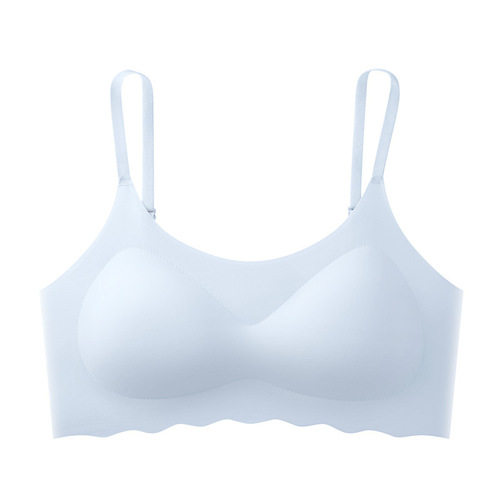 Seamless ice silk beautiful back underwear women's thin section without rims sleeping large size bra fat mm camisole vest