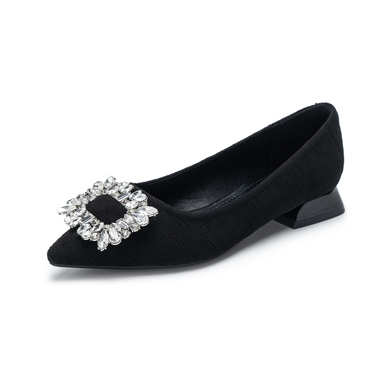 Su Yan Yan es el mismo ballet ~ botón cuadrado de diamante de punta V zapatos planos de ballet de tacones de mujer primavera