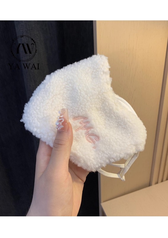 羊羔毛保暖口罩冬季防寒风加绒加厚保暖显脸小女护脸装备面罩义务|undefined