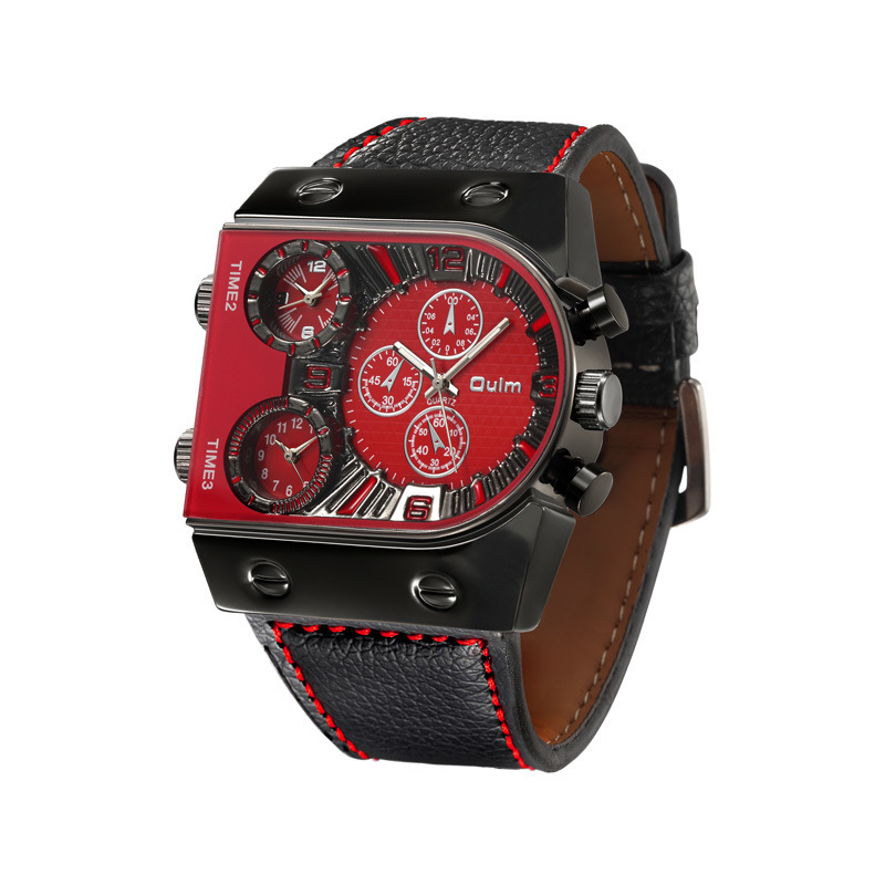 Oulm multi-time zone Reloj de cuarzo para hombre de esfera grande europeo y americano Reloj de correa para hombre de cuarzo con personalidad de moda hip hop 9315 image 5