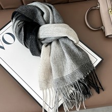 羊毛围巾女冬季韩版百搭经典格子少女高级感2025新款大衣围脖男
