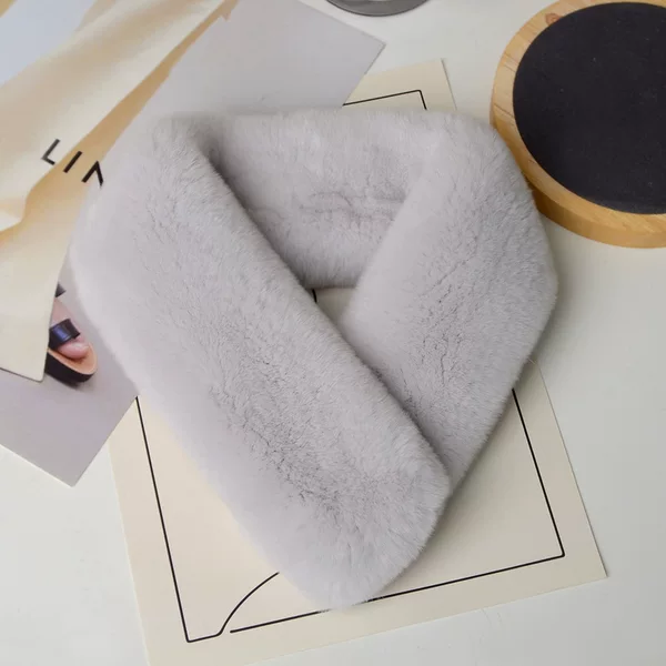 Whole skin Rex rabbit fur scarf women's winter versatile solid color fur scarf suction buckle double-sided real plush warm thickened