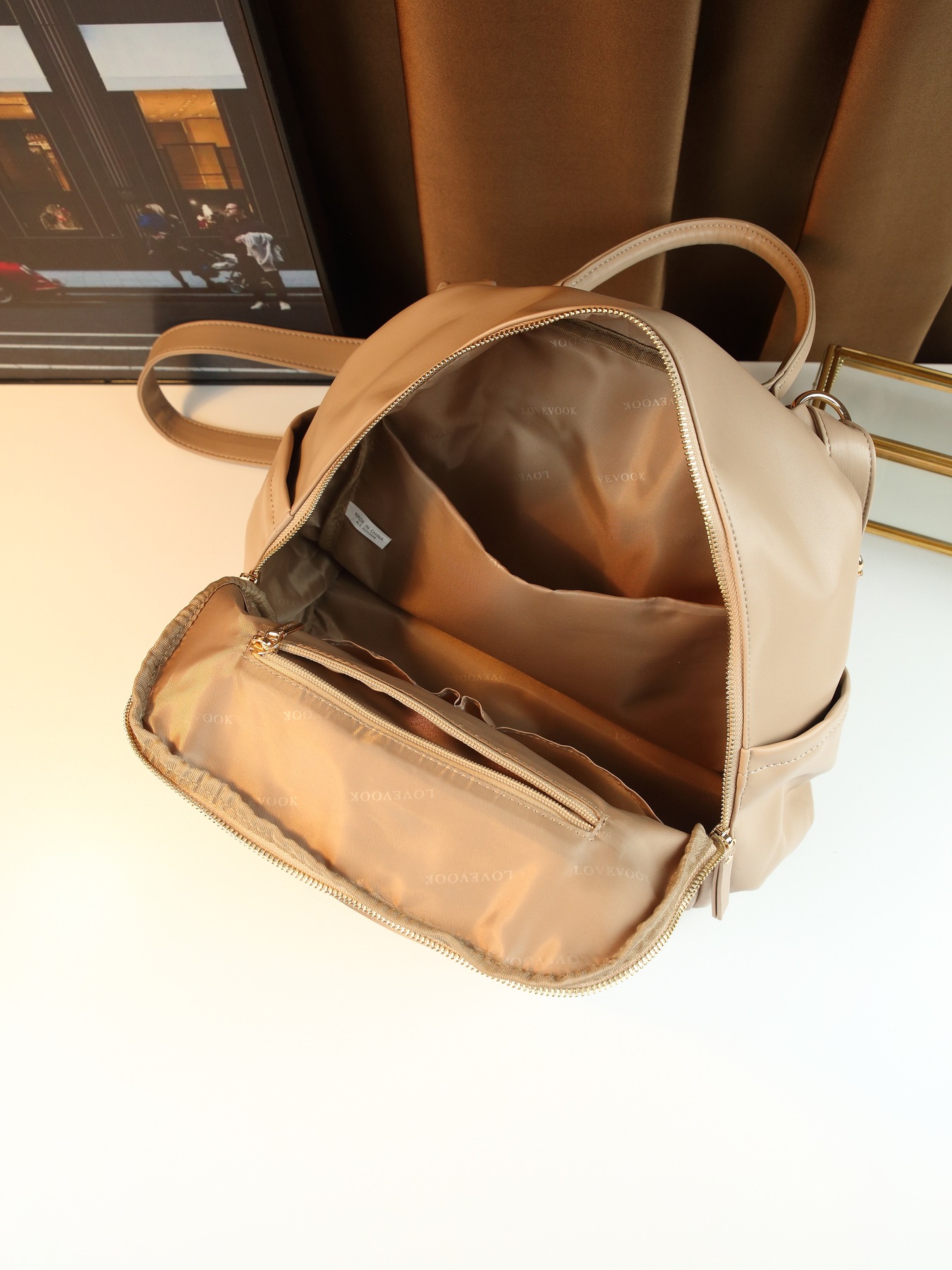 Retro-Rucksack im einfarbigen, gewebten Design – vielseitige, lässige Reise- und Wickeltasche für Damen_voghion.com