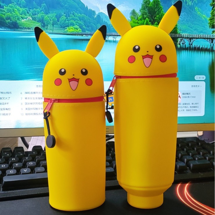 Labubu 文具箱シリコーン鉛筆バッグクリエイティブ垂直格納式鉛筆ケースカピバラペンホルダーパンダ収納袋|undefined