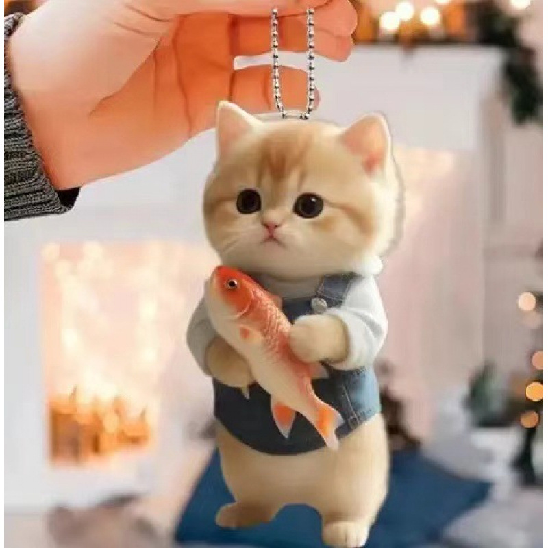 Nuevo estilo transfronterizo 2D lindo gato animal decoración acrílico pequeño colgante decoración del hogar