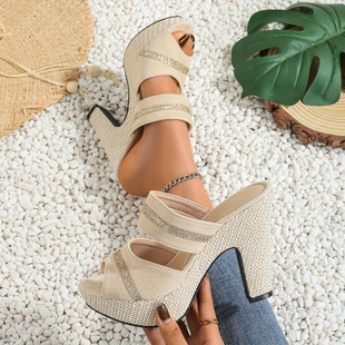 I 12998 Platform fish mouth wedge sandals ����~���¸���Ь