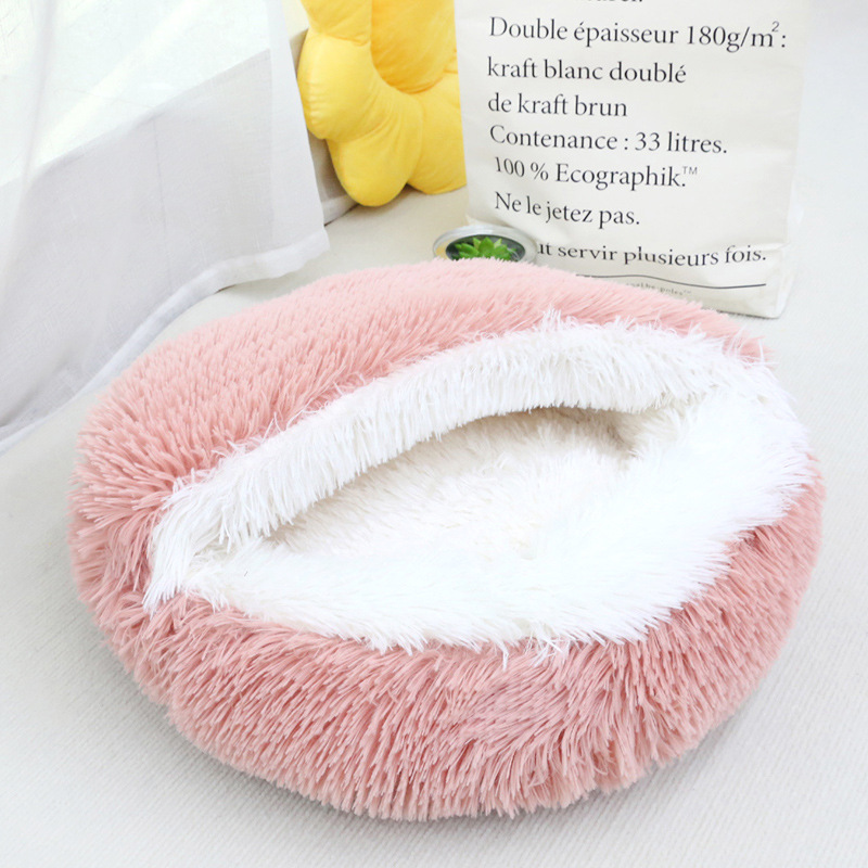 Internet celebridad mascota nido largo terciopelo gato nido paso leche nido con tapa gatito edredón espesado caliente perrera fábrica al por mayor