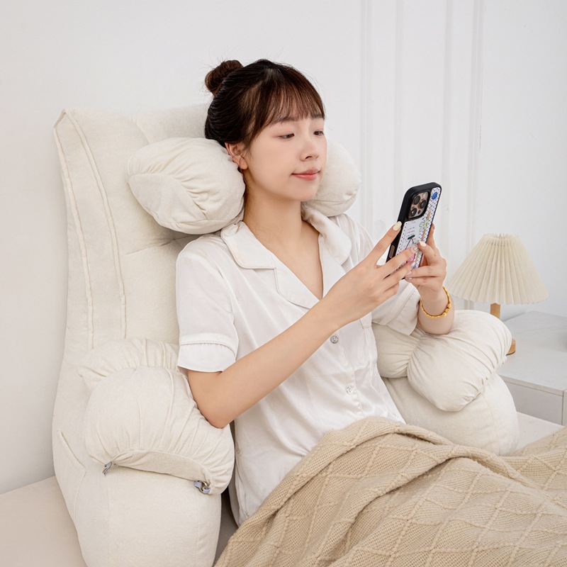 Bedside Lumbar Support Cushion for Playing on the Phone, Waist Support for Pregnant Women, Reading on Bed, Sofa Neck Support Pillow, Removable and Washable