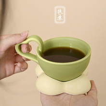 扶蘇 ins馬卡龍高顏值愛心咖啡杯碟套裝酸奶甜品碗可愛情侶陶瓷杯