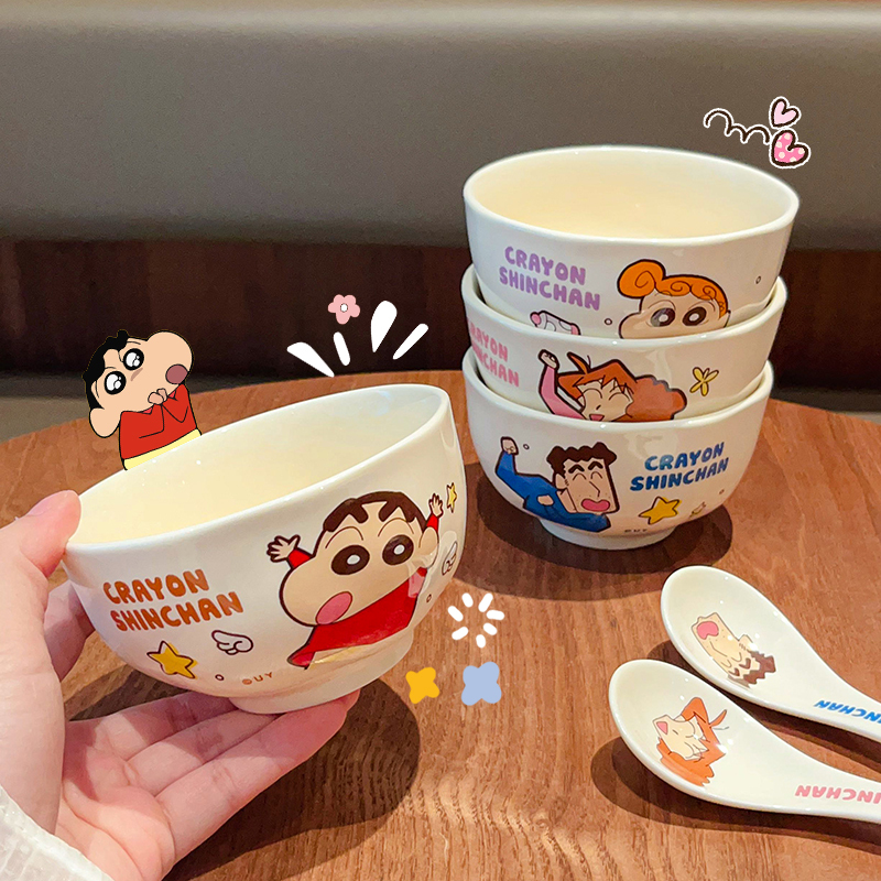 蜡笔小新陶瓷饭碗家用高颜值米饭碗可爱亲子系列卡通餐具碗礼品|undefined