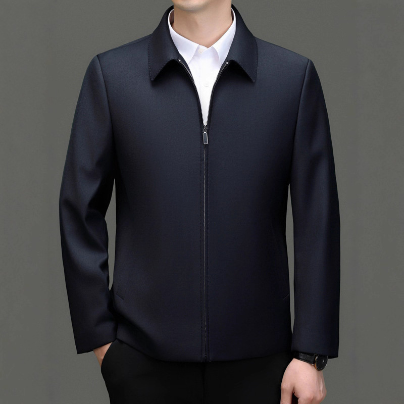 Men's Spring and Autumn Jacket with a Turn-Down Collar for Middle-Aged and Elderly Dads, New Mulberry Silk 2025 Season Business Casual Loose Coat